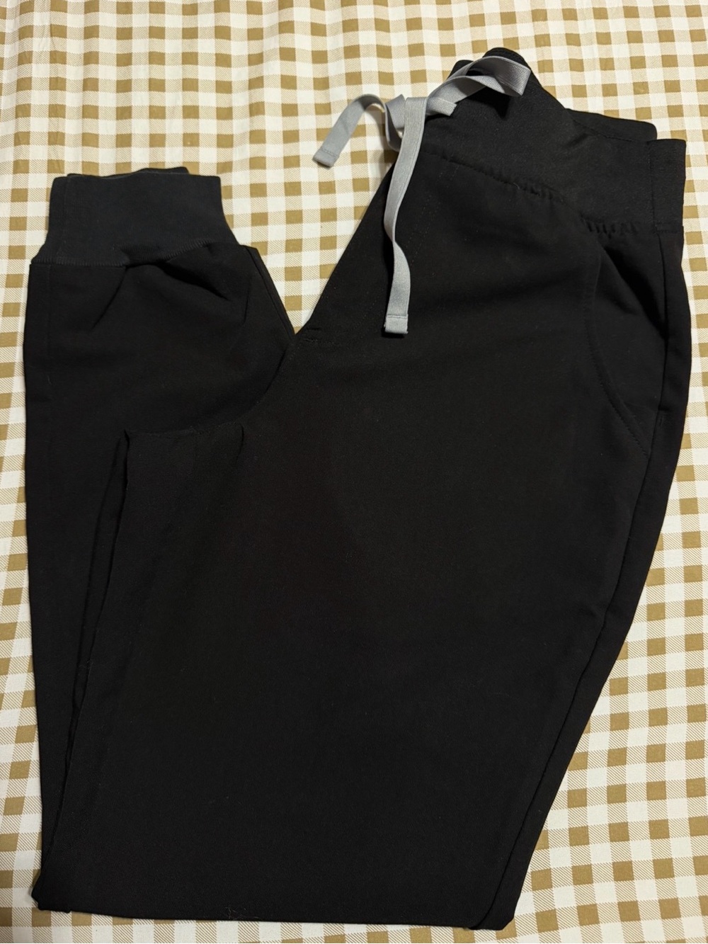 Figs Black Jogger Sweatpants with Light Gray Drawstring